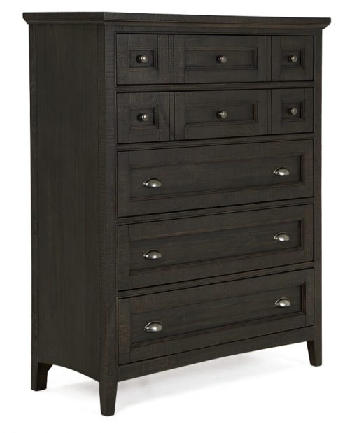 A black chest of drawers with many drawers